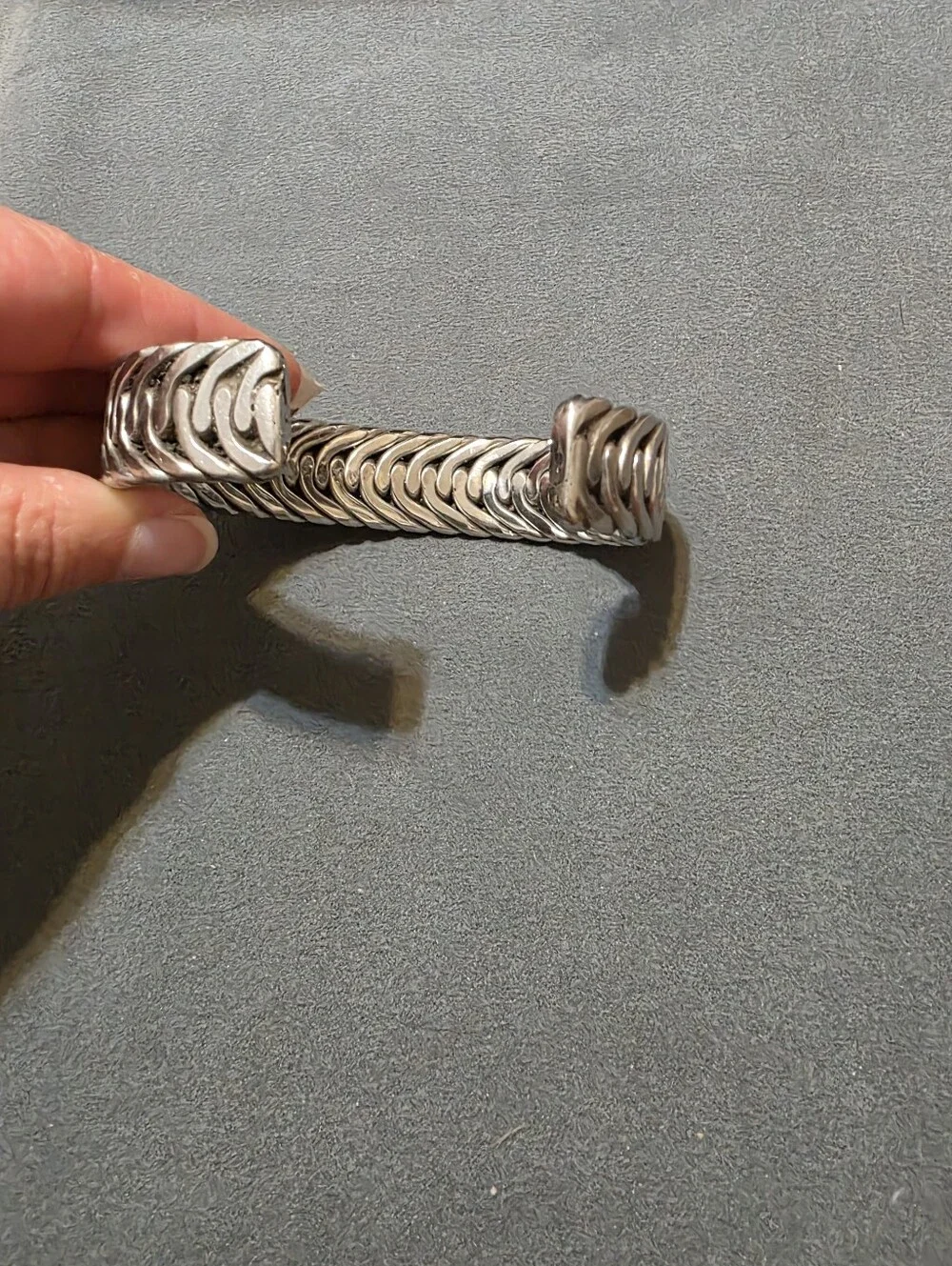Men's Silver-Tone Braided Cuff Bracelet